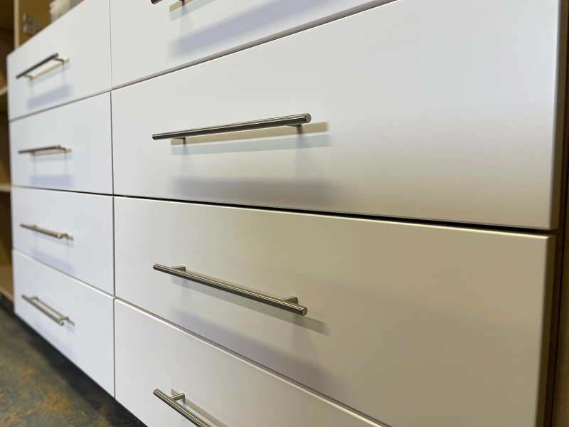 built in chester drawers with modern handles